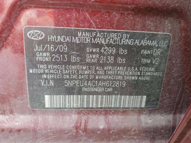 Photo 10 from auction – 2010 HYUNDAI SONATA SE with VIN 5NPEU4AC1AH612819