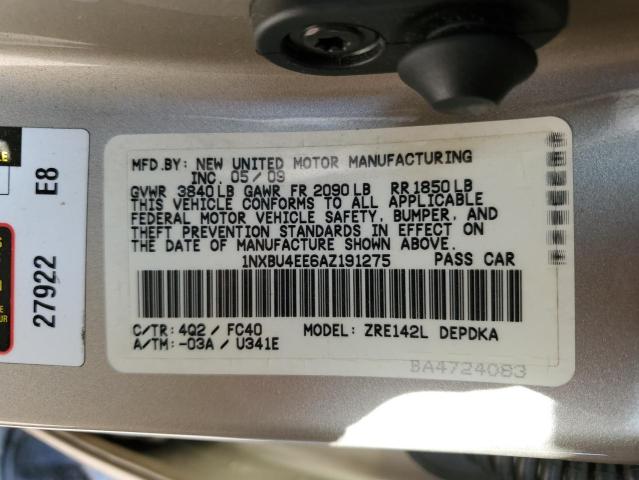 Photo 10 from auction – 2010 TOYOTA COROLLA with VIN 1NXBU4EE6AZ191275