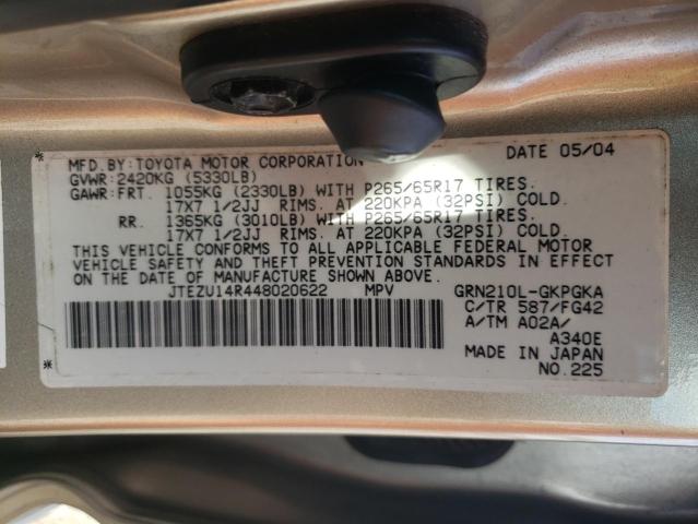 Photo 10 from auction – 2004 TOYOTA 4RUNNER SR with VIN JTEZU14R448020622