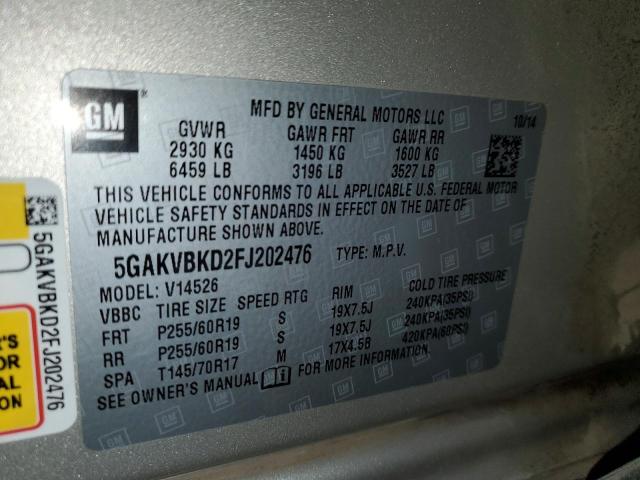 Photo 10 from auction – 2015 BUICK ENCLAVE with VIN 5GAKVBKD2FJ202476
