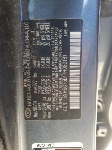 Photo 10 from auction – 2007 HYUNDAI SANTA FE G with VIN 5NMSG73D17H082181