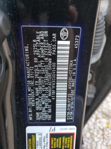 Photo 10 from auction – 2012 TOYOTA CAMRY BASE with VIN 4T1BF1FKXCU045400