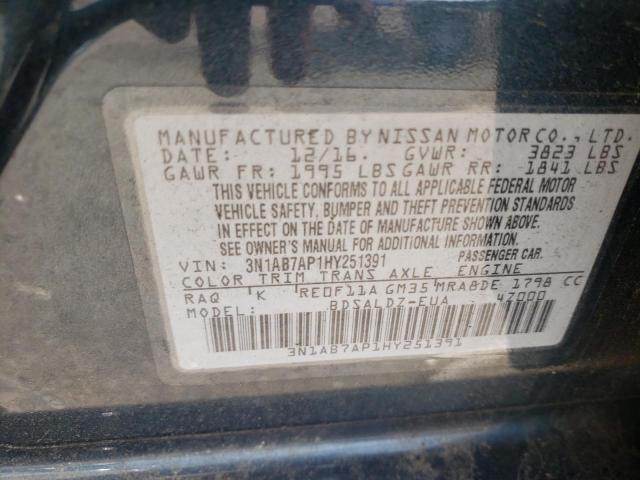 Photo 10 from auction – 2017 NISSAN SENTRA S with VIN 3N1AB7AP1HY251391