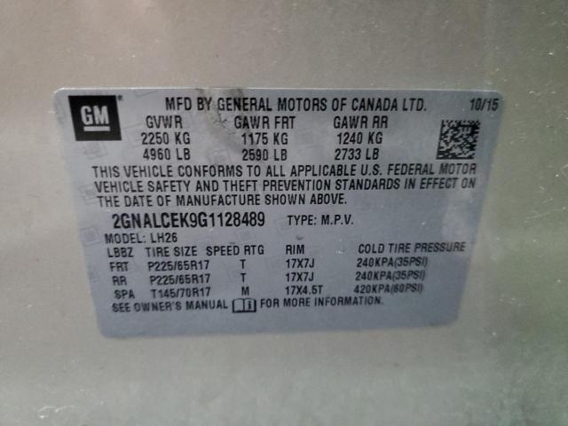 Photo 10 from auction – 2016 CHEVROLET EQUINOX LT with VIN 2GNALCEK9G1128489
