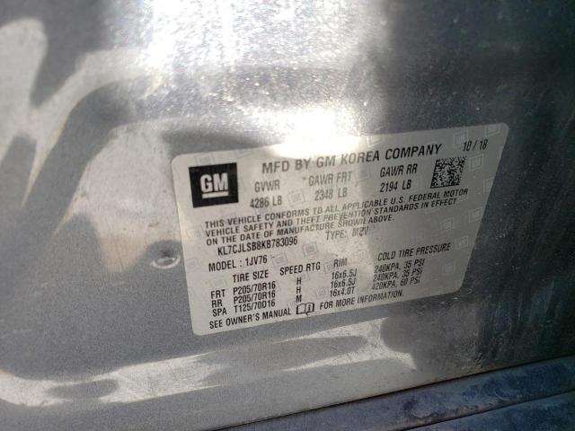 Photo 10 from auction – 2019 CHEVROLET TRAX 1LT with VIN KL7CJLSB8KB783096