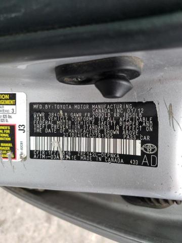 Photo 10 from auction – 2012 TOYOTA COROLLA BA with VIN 2T1BU4EE4CC781365