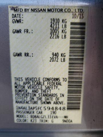 Photo 10 from auction – 2015 NISSAN ALTIMA 2.5 with VIN 1N4AL3AP5FC594848