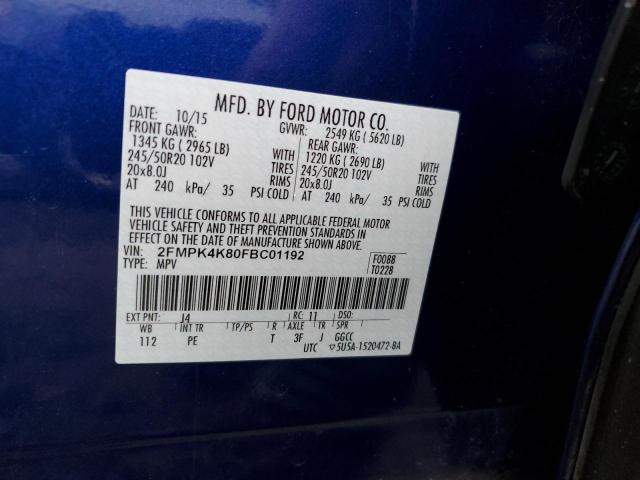 Photo 10 from auction – 2015 FORD EDGE TITAN with VIN 2FMPK4K80FBC01192