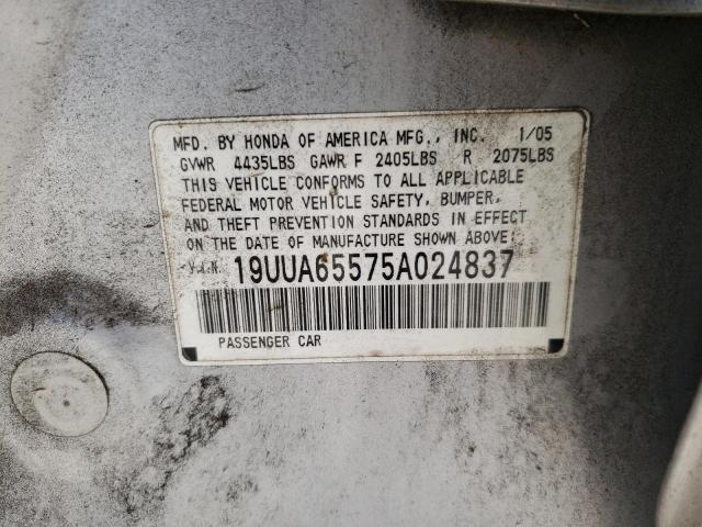 Photo 10 from auction – 2005 ACURA TL with VIN 19UUA65575A024837