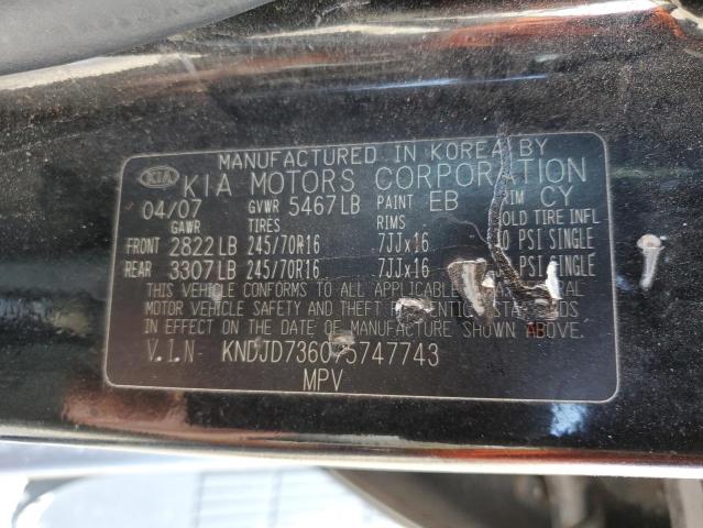 Photo 10 from auction – 2007 KIA SORENTO EX with VIN KNDJD736075747743