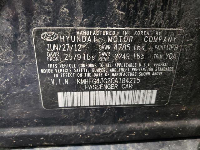 Photo 10 from auction – 2012 HYUNDAI AZERA GLS with VIN KMHFG4JG2CA184215