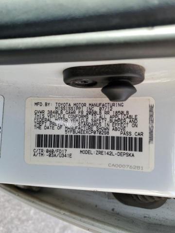 Photo 10 from auction – 2012 TOYOTA COROLLA BA with VIN 5YFBU4EEXCP070298