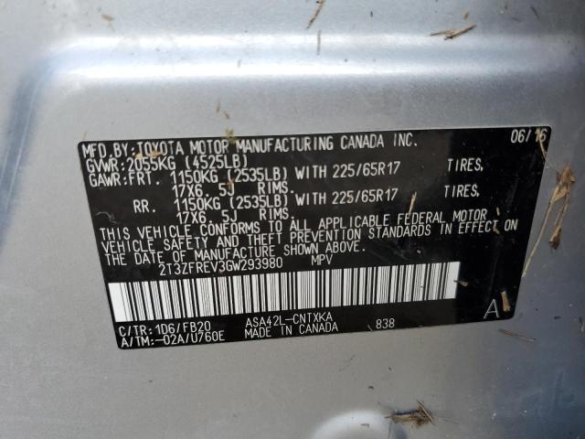 Photo 10 from auction – 2016 TOYOTA RAV4 LE with VIN 2T3ZFREV3GW293980