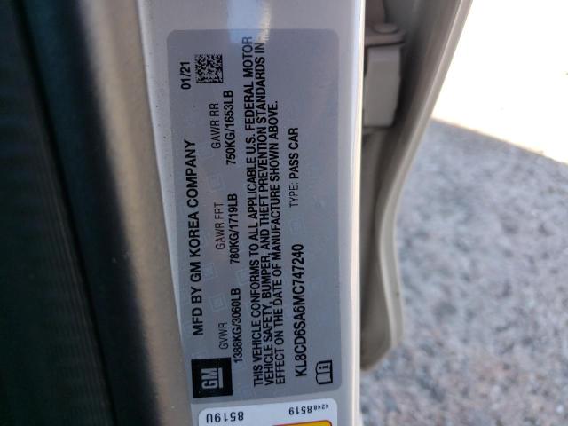 Photo 10 from auction – 2021 CHEVROLET SPARK 1LT with VIN KL8CD6SA6MC747240