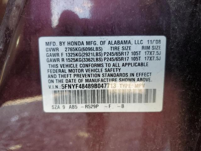 Photo 10 from auction – 2009 HONDA PILOT EX with VIN 5FNYF48489B047713