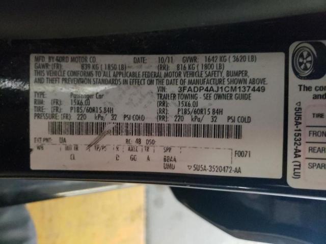 Photo 10 from auction – 2012 FORD FIESTA S with VIN 3FADP4AJ1CM137449