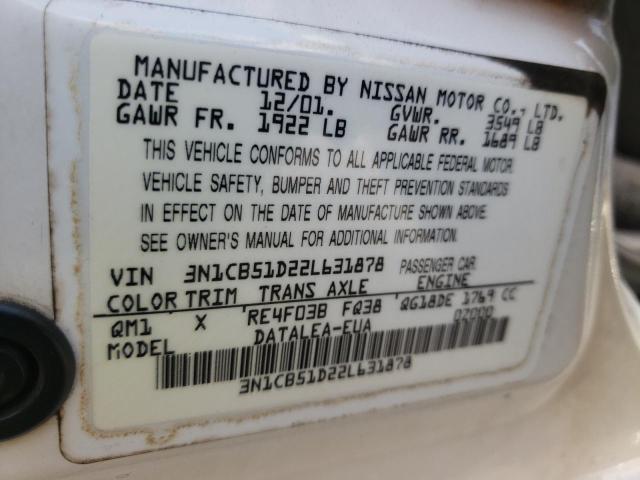Photo 10 from auction – 2002 NISSAN SENTRA XE with VIN 3N1CB51D22L631878