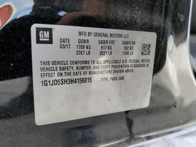Photo 10 from auction – 2017 CHEVROLET SONIC LT with VIN 1G1JD5SH3H4156815