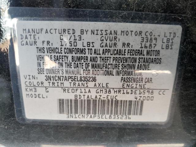 Photo 10 from auction – 2014 NISSAN VERSA S with VIN 3N1CN7AP5EL835236