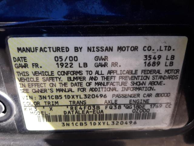 Photo 10 from auction – 2000 NISSAN SENTRA BAS with VIN 3N1CB51DXYL320496