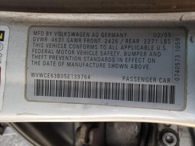 Photo 10 from auction – 2005 VOLKSWAGEN PASSAT GLS with VIN WVWCE63B05E139764