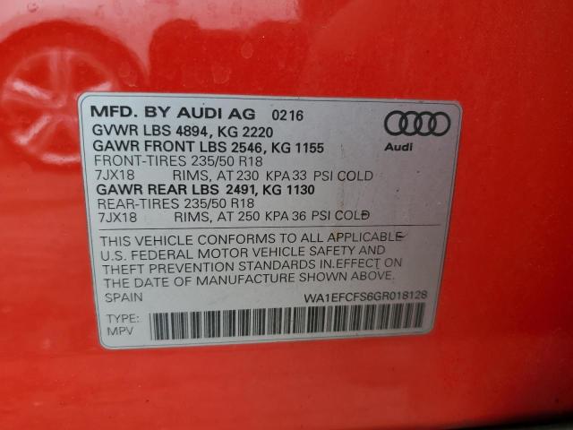 Photo 10 from auction – 2016 AUDI Q3 PREMIUM with VIN WA1EFCFS6GR018128