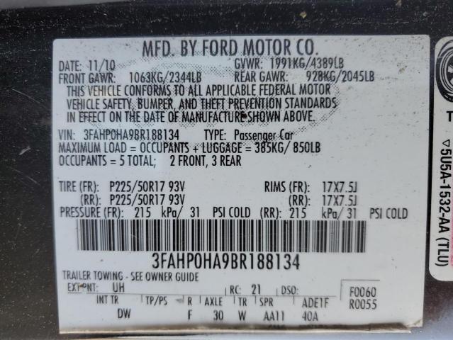 Photo 10 from auction – 2011 FORD FUSION SE with VIN 3FAHP0HA9BR188134