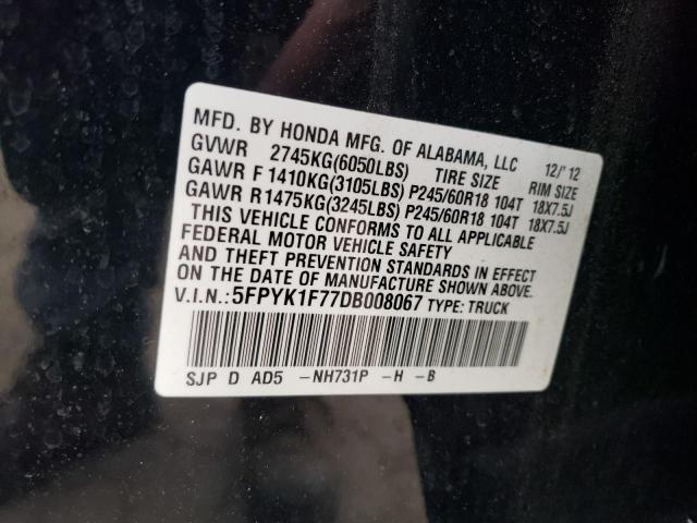 Zdjęcie 10 z aukcji – 2013 HONDA RIDGELINE z VIN 5FPYK1F77DB008067
