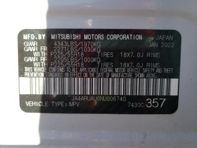 Photo 10 from auction – 2022 MITSUBISHI OUTLANDER with VIN JA4ARUAU6NU006740
