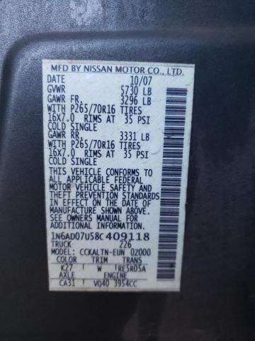 Photo 10 from auction – 2008 NISSAN FRONTIER C with VIN 1N6AD07U58C409118