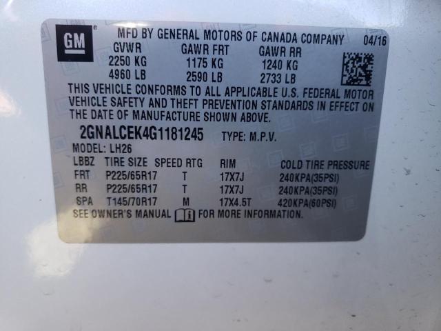 Photo 10 from auction – 2016 CHEVROLET EQUINOX LT with VIN 2GNALCEK4G1181245