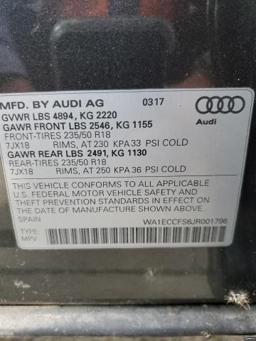 Photo 10 from auction – 2018 AUDI Q3 PREMIUM with VIN WA1ECCFS6JR001796