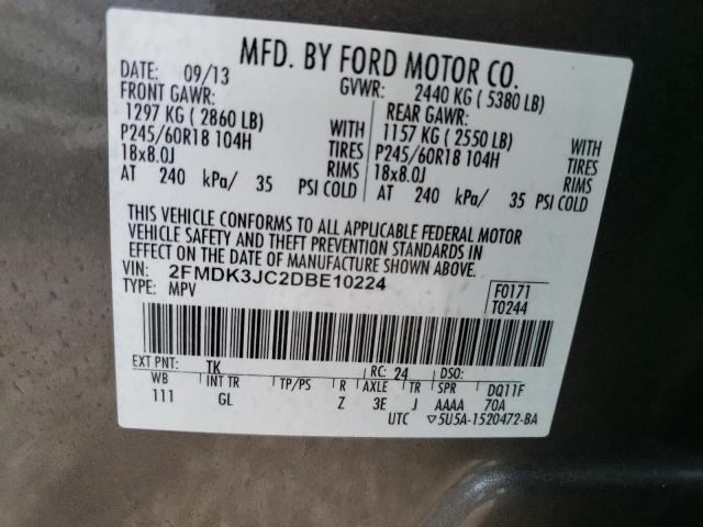 Photo 10 from auction – 2013 FORD EDGE SEL with VIN 2FMDK3JC2DBE10224