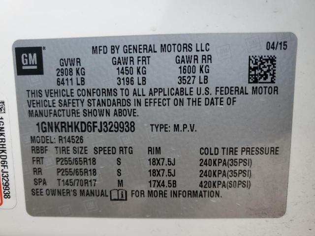 Photo 10 from auction – 2015 CHEVROLET TRAVERSE L with VIN 1GNKRHKD6FJ329938