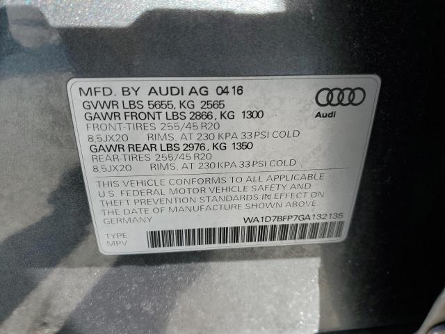 Photo 10 from auction – 2016 AUDI Q5 PREMIUM with VIN WA1D7BFP7GA132135