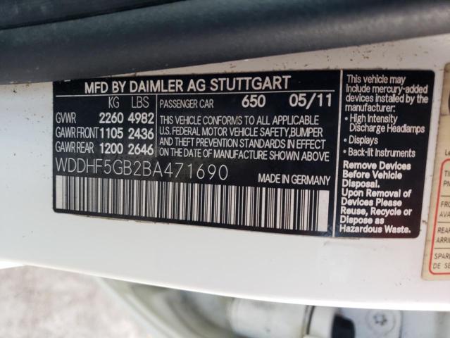 Photo 10 from auction – 2011 MERCEDES-BENZ E 350 with VIN WDDHF5GB2BA471690