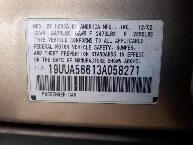Photo 10 from auction – 2003 ACURA 3.2TL with VIN 19UUA56613A058271