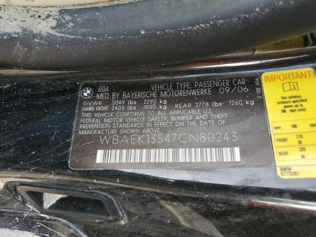 Photo 10 from auction – 2007 BMW 650 I with VIN WBAEK13547CN80243