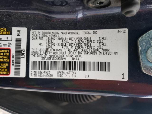 Photo 10 from auction – 2012 TOYOTA TUNDRA DOU with VIN 5TFUM5F15CX035194