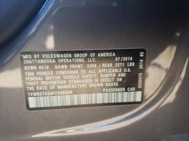 Photo 10 from auction – 2015 VOLKSWAGEN PASSAT SE with VIN 1VWBS7A34FC008336