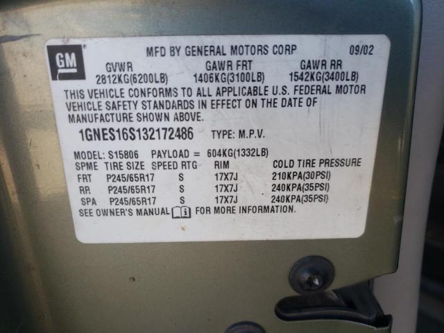 Photo 10 from auction – 2003 CHEVROLET TRAILBLAZE with VIN 1GNES16S132172486