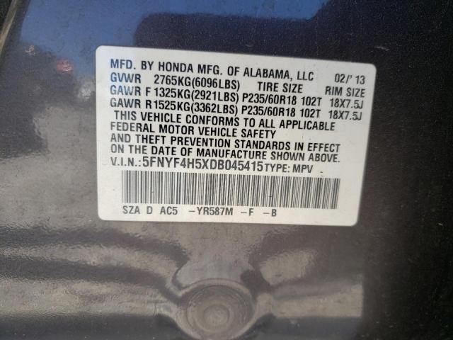 Photo 10 from auction – 2013 HONDA PILOT EXL with VIN 5FNYF4H5XDB045415