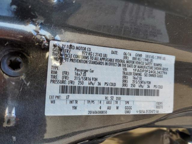 Photo 10 from auction – 2016 FORD FOCUS SE with VIN 1FADP3F24GL343769