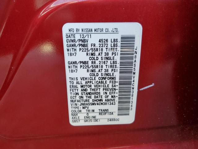 Photo 10 from auction – 2012 NISSAN ROGUE S with VIN JN8AS5MV4CW381343