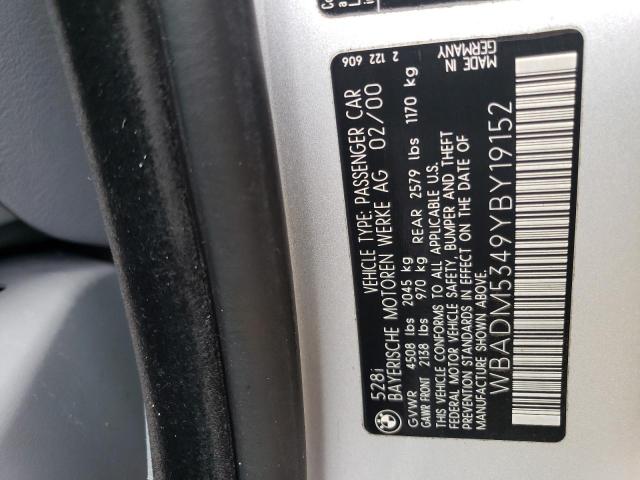 Photo 10 from auction – 2000 BMW 528 I with VIN WBADM5349YBY19152