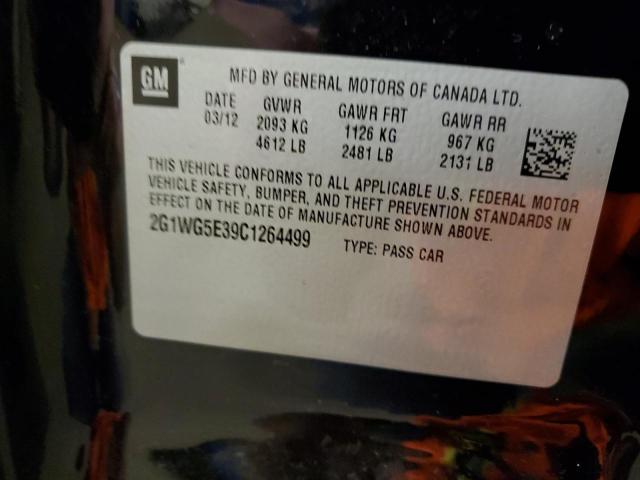 Photo 10 from auction – 2012 CHEVROLET IMPALA LT with VIN 2G1WG5E39C1264499
