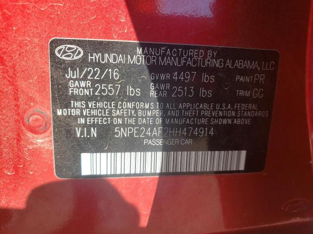 Photo 10 from auction – 2017 HYUNDAI SONATA SE with VIN 5NPE24AF2HH474914