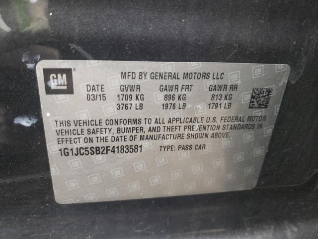 Photo 10 from auction – 2015 CHEVROLET SONIC LT with VIN 1G1JC5SB2F4183581