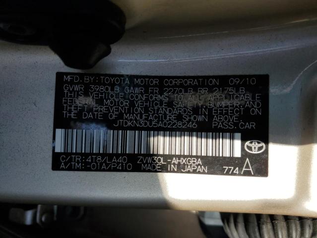 Photo 10 from auction – 2010 TOYOTA PRIUS with VIN JTDKN3DU5A0228246