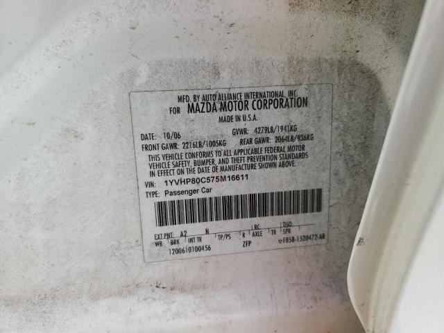 Photo 10 from auction – 2007 MAZDA MAZDA 6 with VIN 1YVHP80C575M16611